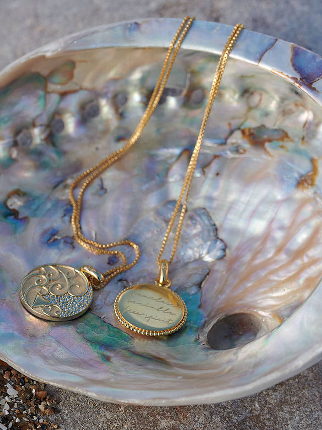 Rachel Jackson London Personalised Elements Earth Art Coin Pendant Necklace, Gold