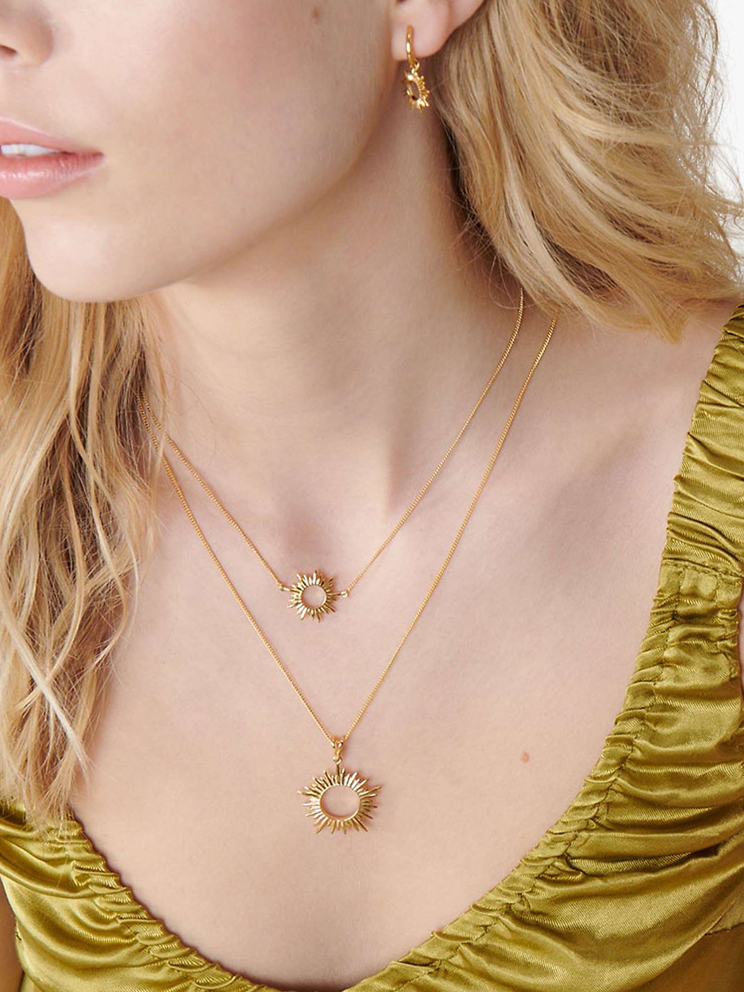 Buy Rachel Jackson London Electric Goddess Mini Sun Necklace, Gold Online at johnlewis.com