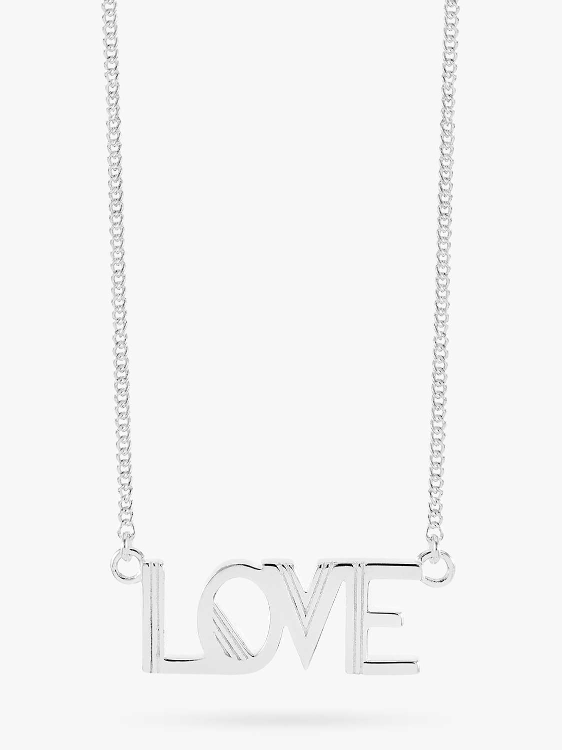 Buy Rachel Jackson London Art Deco Love Necklace, Silver Online at johnlewis.com