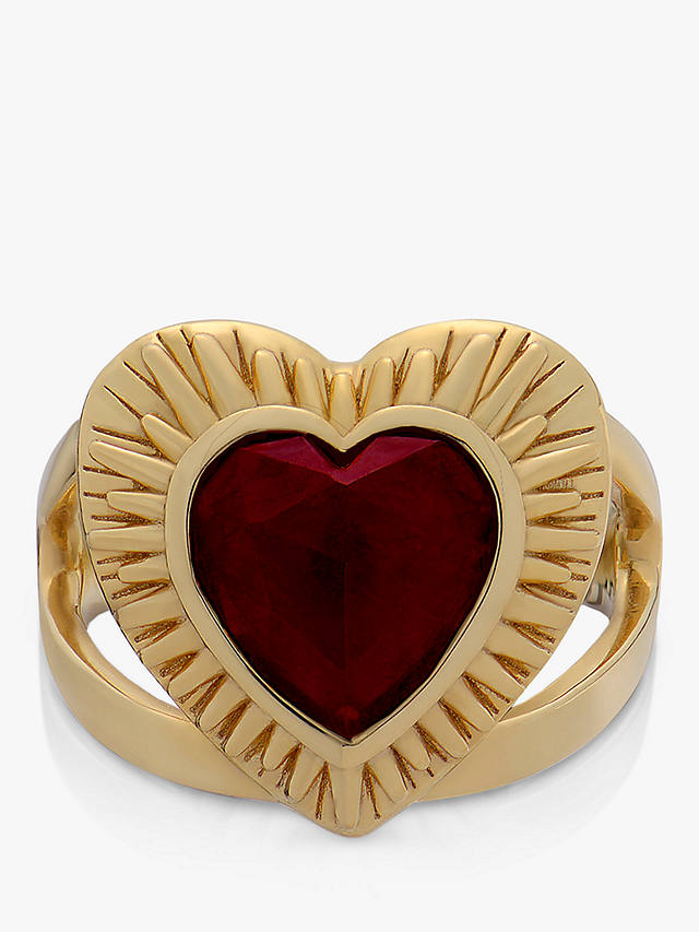 Rachel Jackson London Electric Love Statement Garnet Heart Ring, Gold
