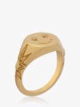 Rachel Jackson London Ride or Die Smiley Face Pinky Signet Ring, Gold