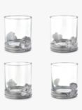 Royal Selangor Woodland Glass Tumblers, Set of 4, 300ml, Pewter Grey/Clear