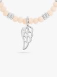 Joma Jewellery Wing Charm Beaded Stretch Bracelet, Silver/White