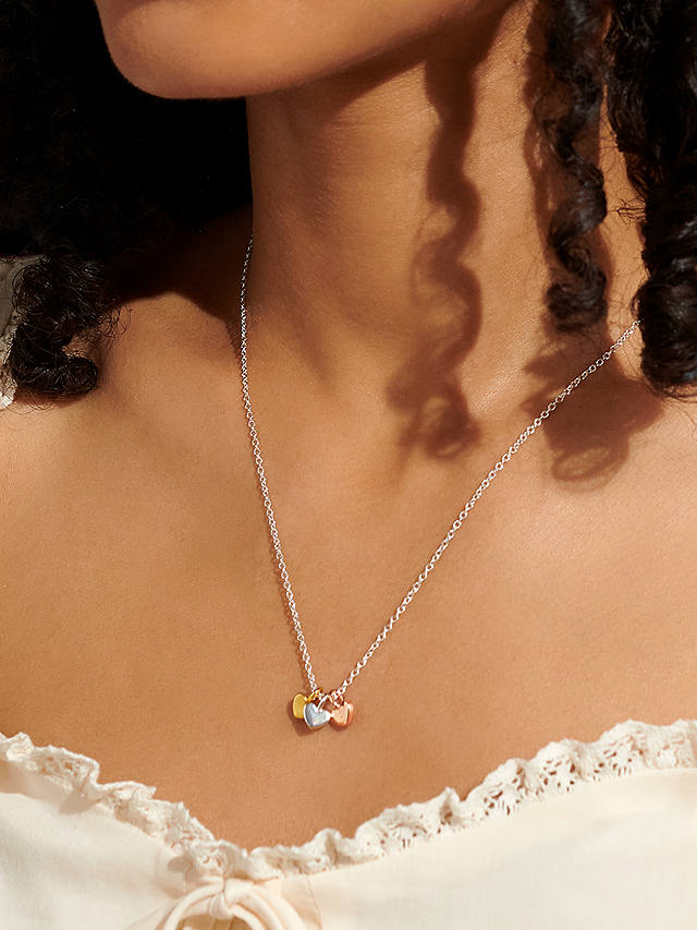 Joma Jewellery Mini Charms Triple Heart Pendant Necklace, Multi