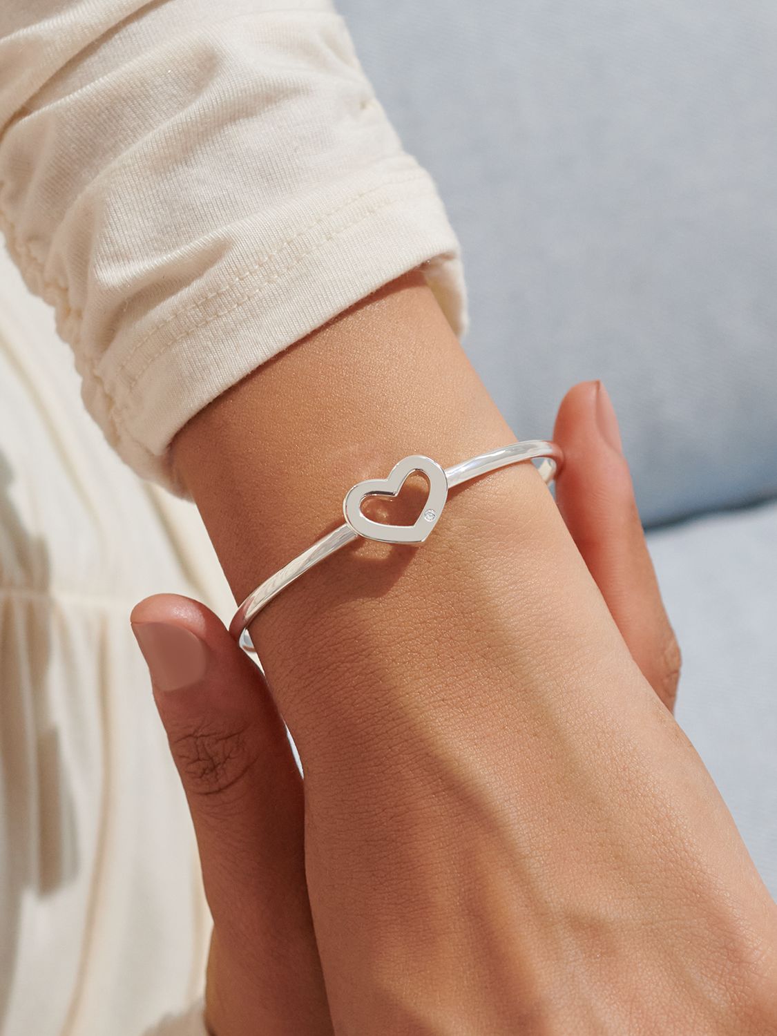 Buy Joma Jewellery Heart Open Bangle, Silver Online at johnlewis.com