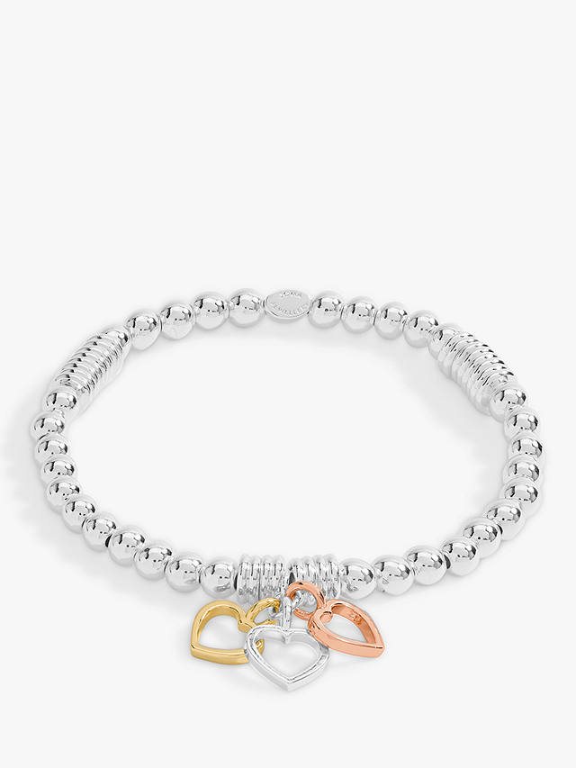 Joma Jewellery Triple Heart Charm Stretch Bracelet, Multi
