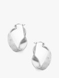 Tutti & Co Praise Textured Twist Hoop Earrings, Silver