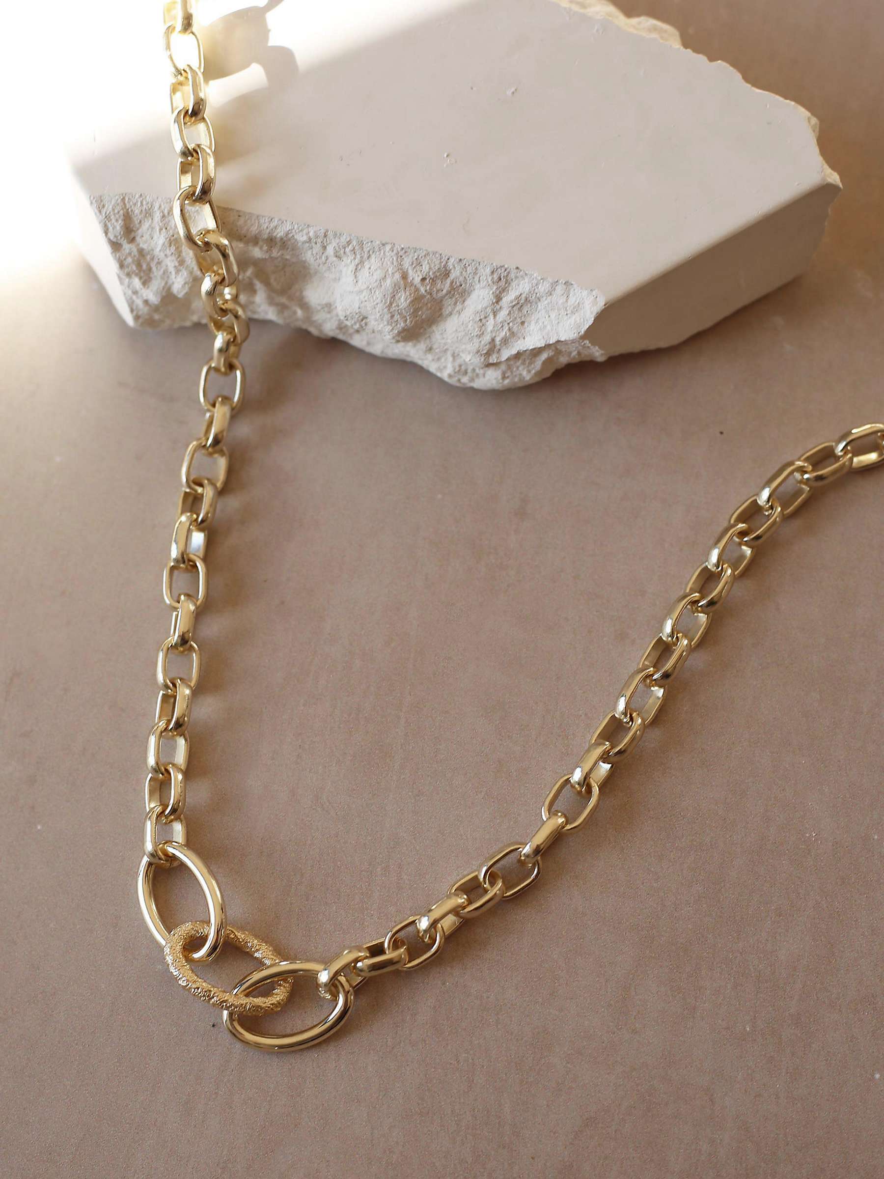 Buy Tutti & Co Behold Textured Oval Link Necklace, Gold Online at johnlewis.com