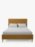 Koti Home Eden Upholstered Bed Frame, King Size, Vintage Velvet Mustard