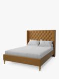 Koti Home Astley Upholstered Bed Frame, Double, Vintage Velvet Mustard