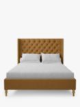 Koti Home Astley Upholstered Bed Frame, King Size, Vintage Velvet Mustard