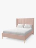 Koti Home Adur Upholstered Bed Frame, Double, Classic Linen Look Washed Pink