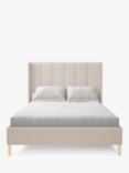 Koti Home Adur Upholstered Bed Frame, Double, Classic Linen Look Beige