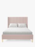 Koti Home Adur Upholstered Bed Frame, King Size, Classic Linen Look Washed Pink