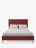 Koti Home Arun Upholstered Bed Frame, Double, Luxe Velvet Rust