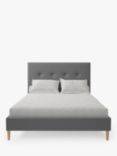 Koti Home Arun Upholstered Bed Frame, Double, Luxe Velvet Steel