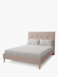 Koti Home Arun Upholstered Bed Frame, Double, Classic Linen Look Washed Pink