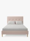 Koti Home Arun Upholstered Bed Frame, Double, Classic Linen Look Washed Pink