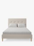 Koti Home Arun Upholstered Bed Frame, Double, Classic Linen Look Beige
