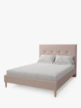 Koti Home Arun Upholstered Bed Frame, King Size, Classic Linen Look Washed Pink