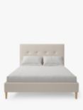 Koti Home Arun Upholstered Bed Frame, King Size, Classic Linen Look Beige
