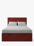 Koti Home Eden Upholstered Ottoman Storage Bed, Double, Luxe Velvet Rust