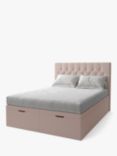 Koti Home Eden Upholstered Ottoman Storage Bed, Double, Classic Linen Look Washed Pink
