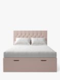 Koti Home Eden Upholstered Ottoman Storage Bed, Double, Classic Linen Look Washed Pink