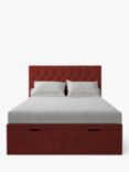 Koti Home Eden Upholstered Ottoman Storage Bed, King Size, Luxe Velvet Rust