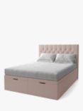 Koti Home Eden Upholstered Ottoman Storage Bed, King Size, Classic Linen Look Washed Pink