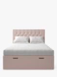 Koti Home Eden Upholstered Ottoman Storage Bed, King Size, Classic Linen Look Washed Pink