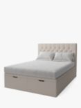 Koti Home Eden Upholstered Ottoman Storage Bed, King Size, Classic Linen Look Beige