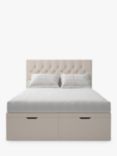 Koti Home Eden Upholstered Ottoman Storage Bed, King Size, Classic Linen Look Beige