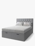 Koti Home Eden Upholstered Ottoman Storage Bed, Super King Size, Classic Linen Look Mid Grey