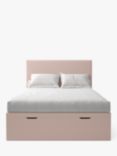 Koti Home Dee Upholstered Ottoman Storage Bed, King Size, Classic Linen Look Washed Pink