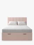 Koti Home Avon Upholstered Ottoman Storage Bed, Double, Classic Linen Look Washed Pink