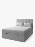 Koti Home Avon Upholstered Ottoman Storage Bed, Double, Classic Linen Look Mid Grey