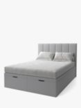 Koti Home Avon Upholstered Ottoman Storage Bed, King Size, Classic Linen Look Mid Grey
