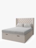 Koti Home Astley Upholstered Ottoman Storage Bed, Double, Classic Linen Look Beige