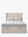 Koti Home Astley Upholstered Ottoman Storage Bed, King Size, Classic Linen Look Beige