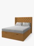 Koti Home Astley Upholstered Ottoman Storage Bed, King Size, Vintage Velvet Mustard