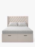 Koti Home Astley Upholstered Ottoman Storage Bed, Super King Size, Classic Linen Look Beige