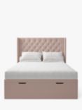 Koti Home Astley Upholstered Ottoman Storage Bed, Super King Size, Classic Linen Look Washed Pink
