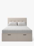 Koti Home Arun Upholstered Ottoman Storage Bed, Double, Classic Linen Look Beige