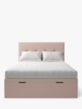 Koti Home Arun Upholstered Ottoman Storage Bed, Double, Classic Linen Look Washed Pink