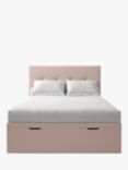 Koti Home Arun Upholstered Ottoman Storage Bed, King Size, Classic Linen Look Washed Pink