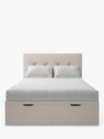 Koti Home Arun Upholstered Ottoman Storage Bed, King Size, Classic Linen Look Beige