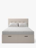 Koti Home Arun Upholstered Ottoman Storage Bed, Super King Size, Classic Linen Look Beige