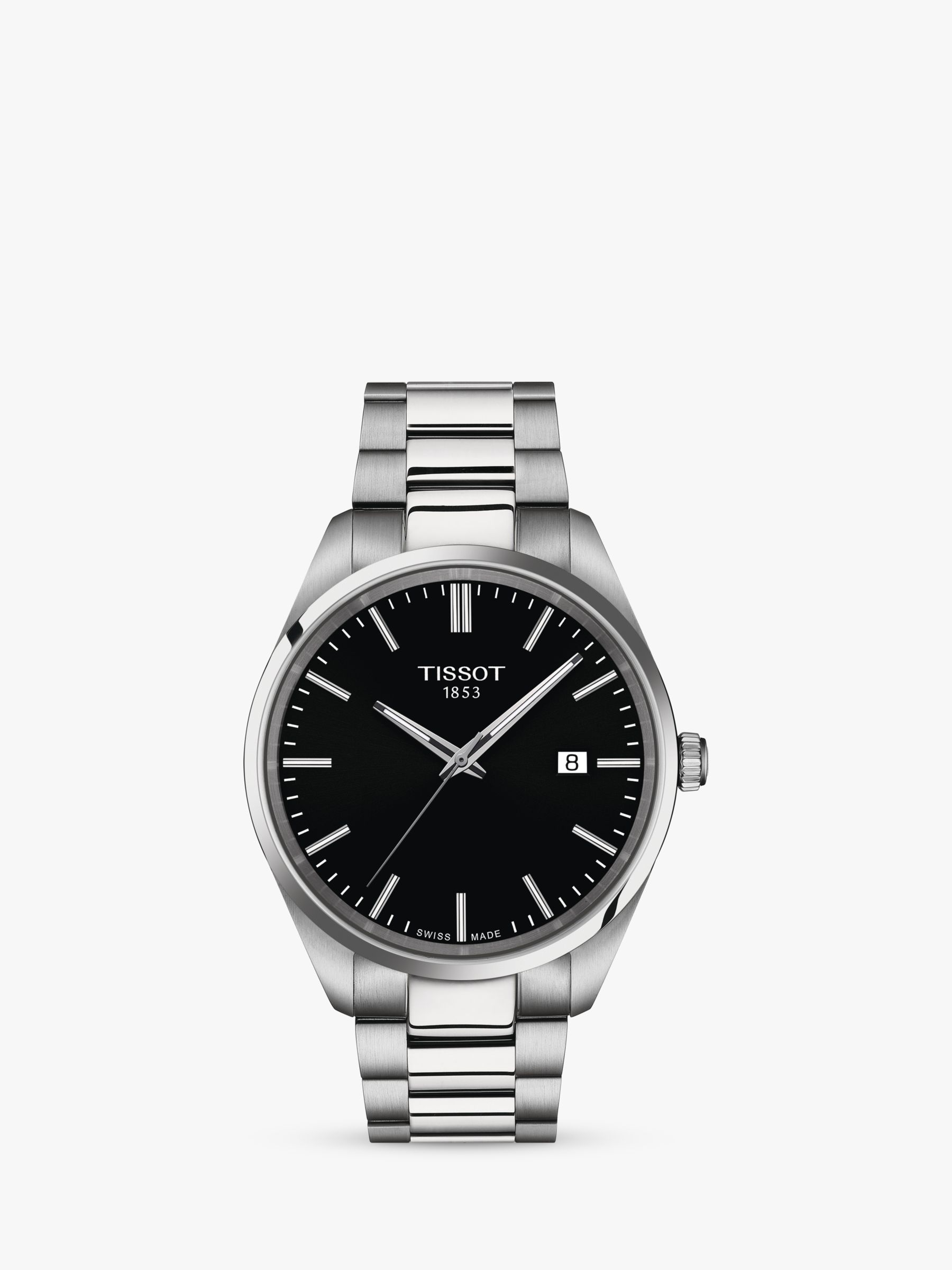 Tissot Men's PR 100 Date Bracelet Strap Watch, Silver/Black T1504101105100