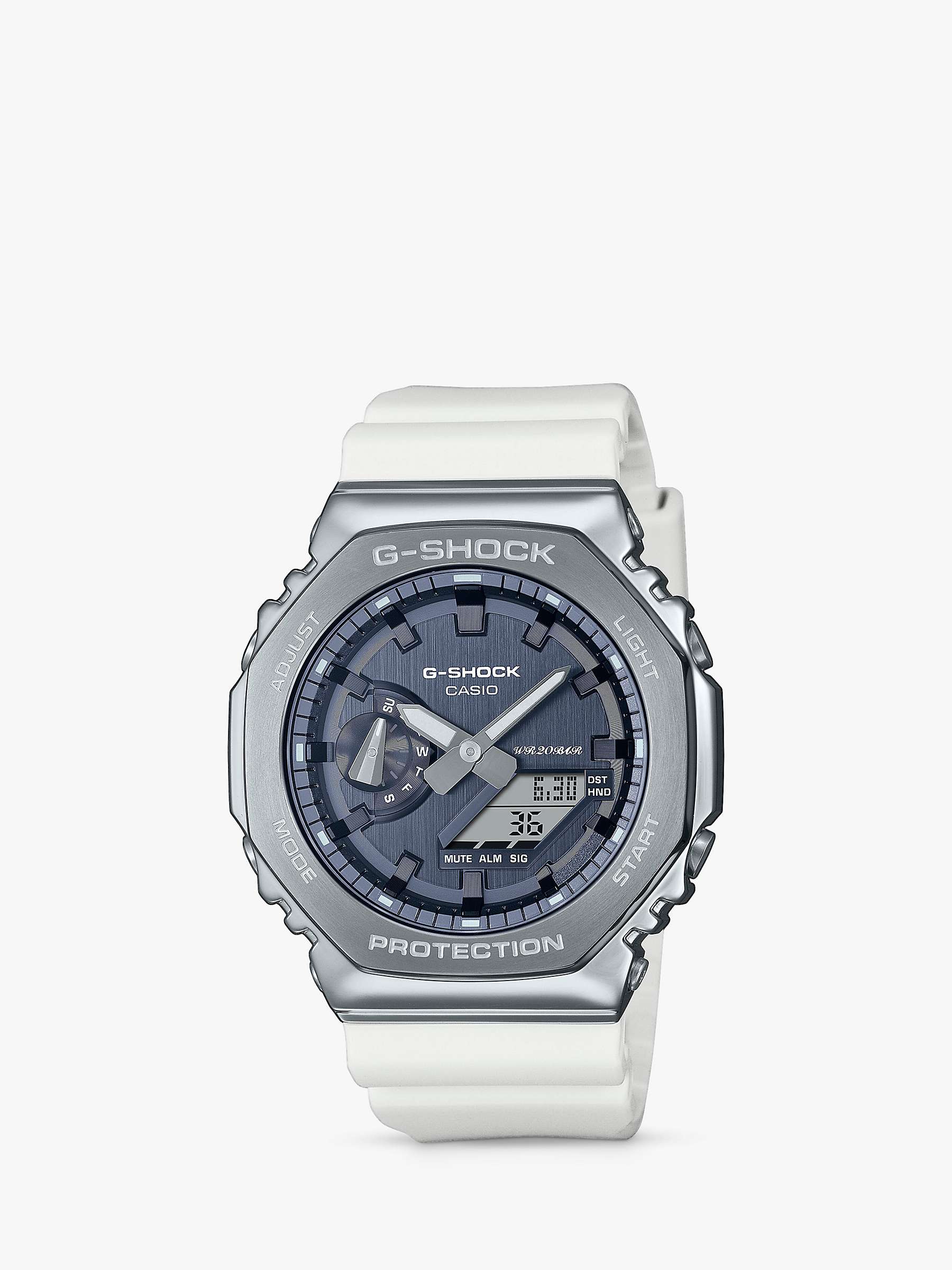 Buy Casio GM-2100WS-7AER Unisex G-Shock Metal Covered Resin Strap Watch, White/Blue Online at johnlewis.com